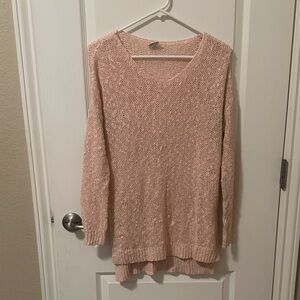 Full Tilt Light Pink V-Neck Sweater